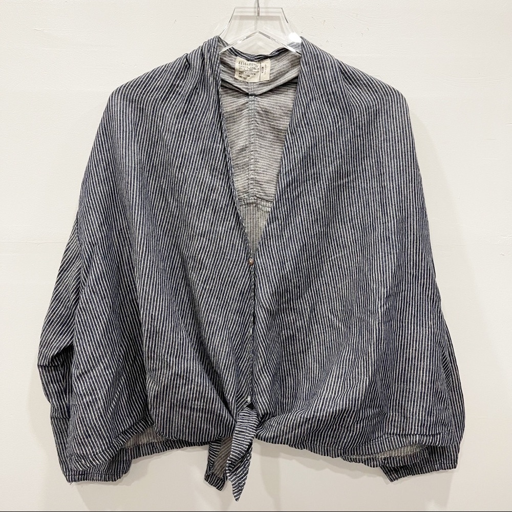 Alternative Button Front Oversized Tie-Front Stri… - image 1